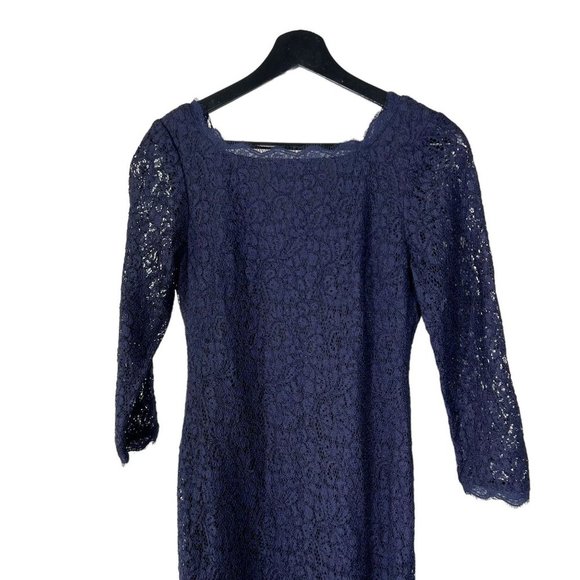 Adrianna Papell Navy Blue Long Sleeve Tapered Full Length Dress 4 - Picture 2 of 13